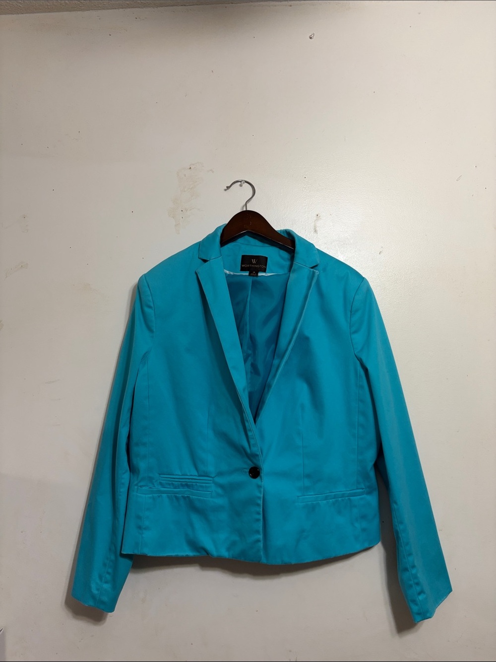 W by Worth Bright Turquoise Single-Button Blazer